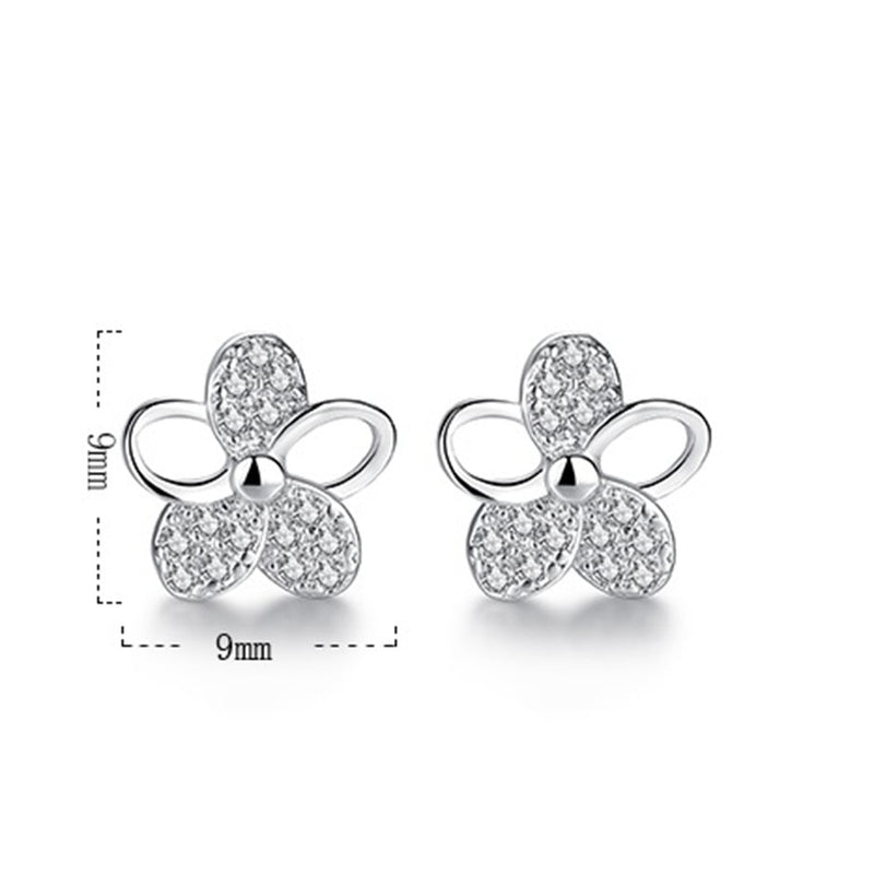 NEHZY 925 Sterling Silver Stud Earrings High Quality Woman Fashion Jewelry Retro Simple Plum Leaf Crystal Zircon Earrings