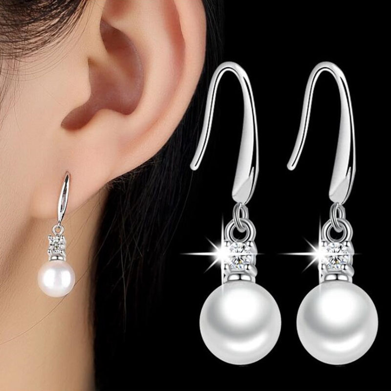 NEHZY 925 sterling silver new Earrings High Quality Retro Simple Cubic Zirconia Hot Sale Pearl Silver Zircon Jewelry