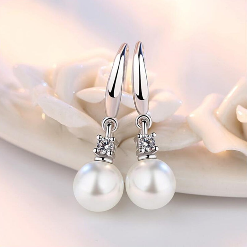 NEHZY 925 sterling silver new Earrings High Quality Retro Simple Cubic Zirconia Hot Sale Pearl Silver Zircon Jewelry