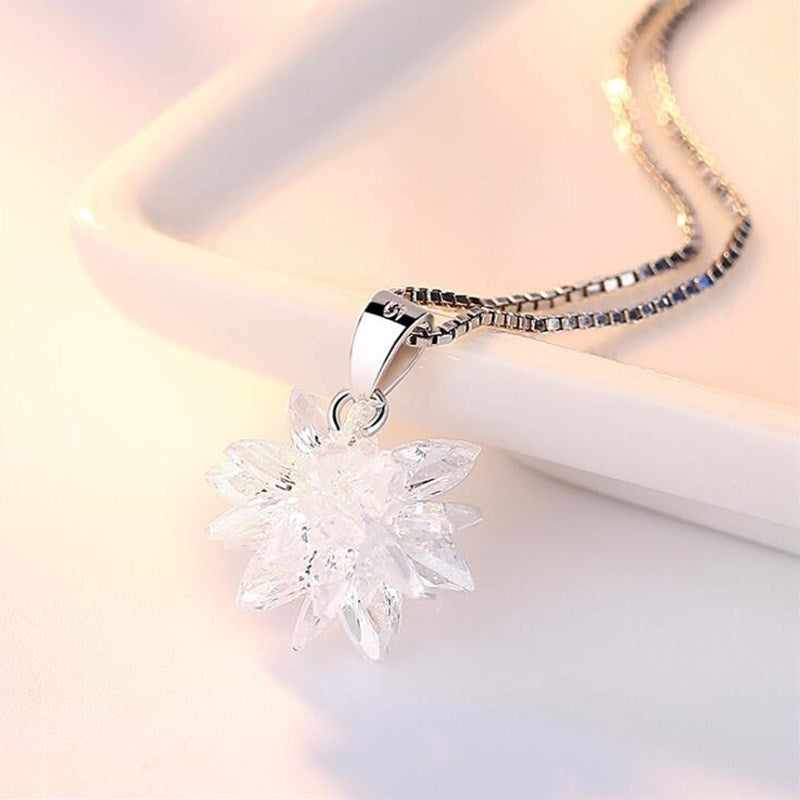 NEHZY 925 sterling silver new ladies fashion jewelry high quality three-dimensional crystal zircon pendant necklace length 45CM