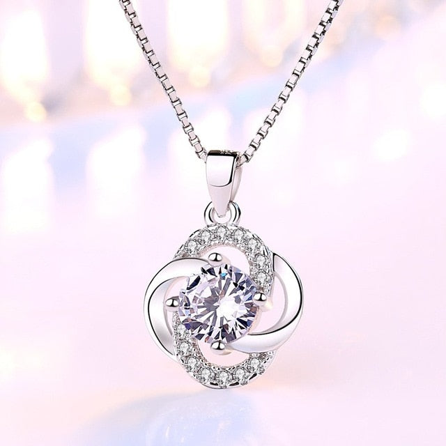NEHZY 925 sterling silver new women fashion jewelry purple crystal zircon four-leaf clover flower pendant necklace length 45CM