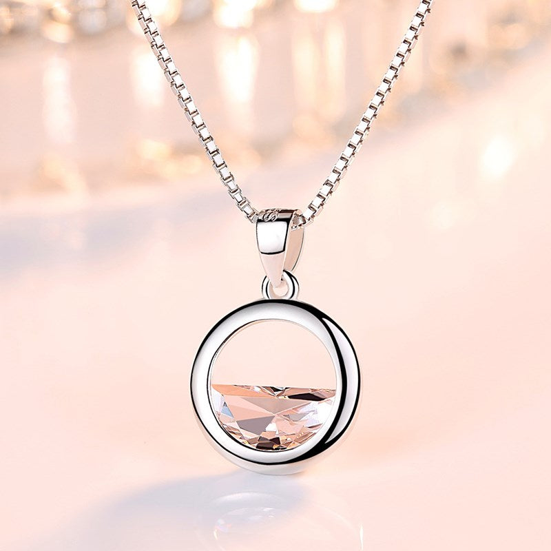 NEHZY 925 sterling silver women's fashion new jewelry high quality crystal zircon round retro simple pendant necklace long 45CM