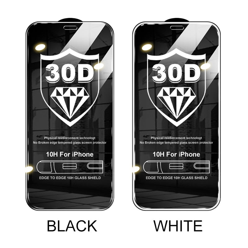 NEW 30D Full Cover Protective Glass For iPhone 12 11 Pro XS Max XR X Screen Protector On iPhone 11 12 Mini Tempered Glass film
