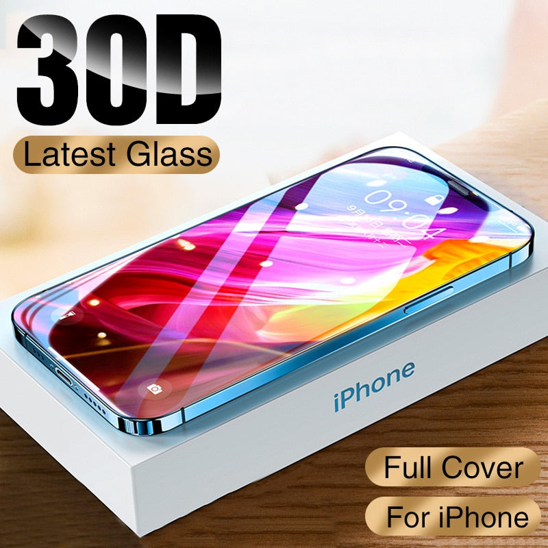 NEW 30D Full Cover Protective Glass For iPhone 12 11 Pro XS Max XR X Screen Protector On iPhone 11 12 Mini Tempered Glass film