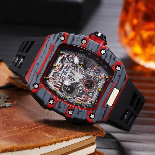 NEW 6-pin Automatic Watch Men's Watch Luxury Richard Full-featured Quartz Watch Silicone Strap Gift
