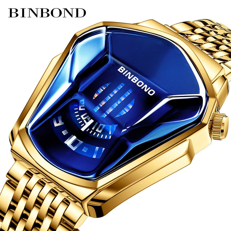 NEW BINBOND  Top Brand Luxury Military Fashion Sport Watch Men Gold Wrist Watches Man Clock Casual Chronograph Wristwatch