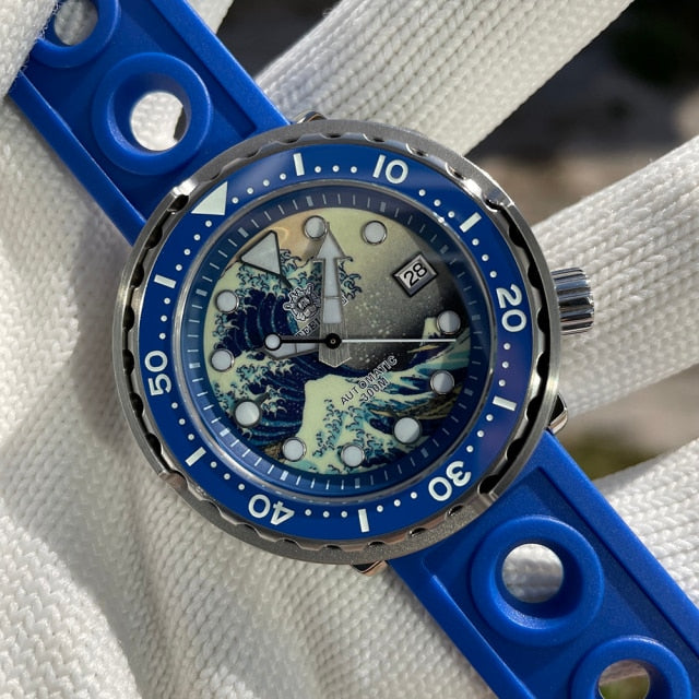 NEW STEELDIVE SD1975J Diver Watch Japan NH35 Movement Swiss Luminous Kanagawa Surfing Dial Tuna Men's Automatic Mechanical Watch