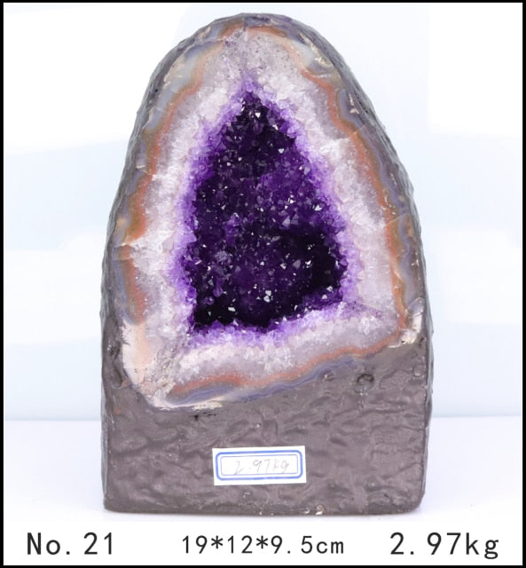 Natural Amethyst Geode Hole Quartz Cluster Crystal Specimen Energy Healing Thunder Egg Degaussing Charge Energy