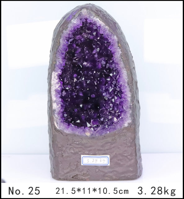 Natural Amethyst Geode Hole Quartz Cluster Crystal Specimen Energy Healing Thunder Egg Degaussing Charge Energy