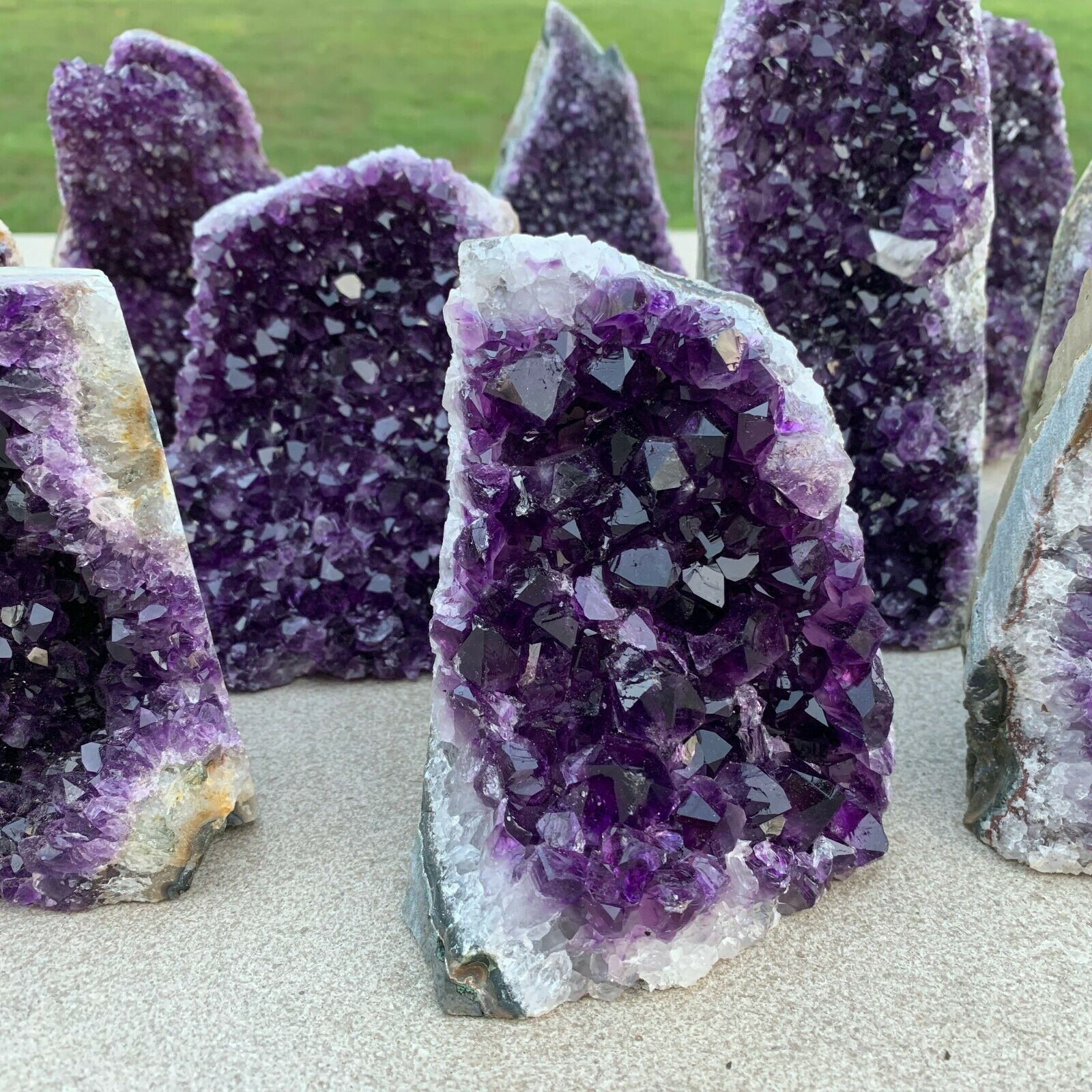 Natural Amethyst Geode Quartz Cluster Crystal Specimen Energy Healing