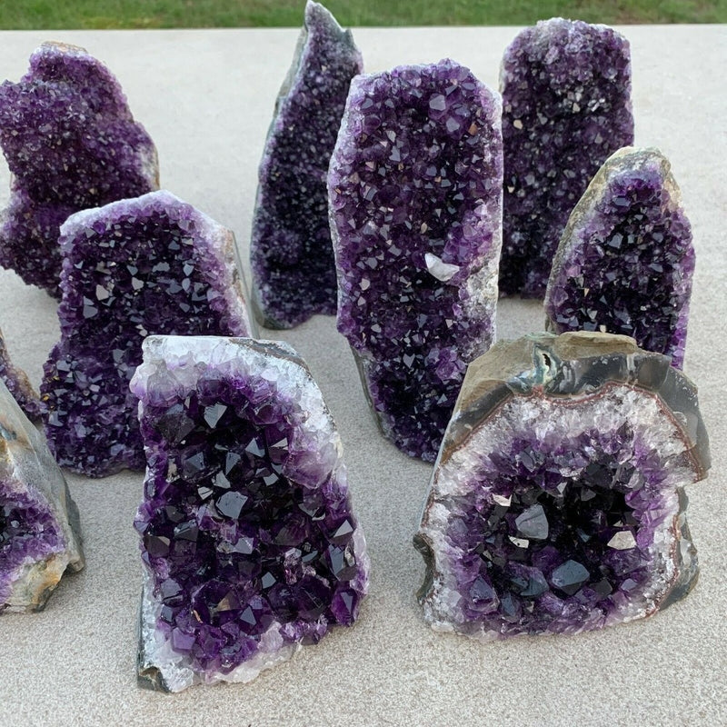 Natural Amethyst Geode Quartz Cluster Crystal Specimen Energy Healing