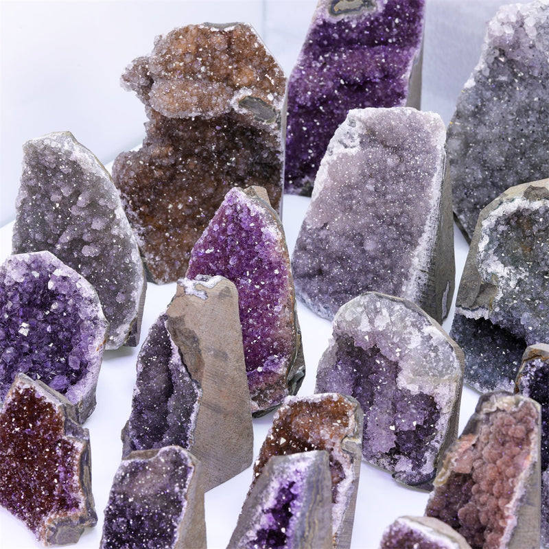 Natural Colours Amethyst Geode Quartz Cluster Crystal Specimen Energy Healing Thunder Egg Gift SHELF Wholesale