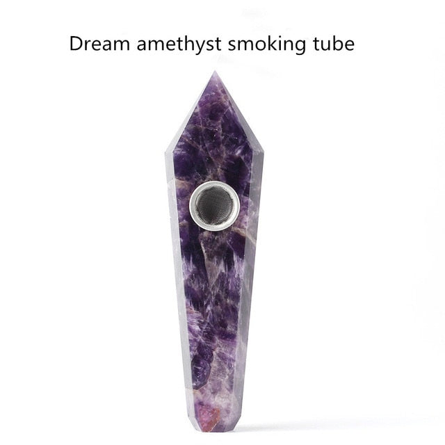 Natural Quartz Pipe Smoking Pipe Dream AmeThyst Point Rod Treatment  Gem With Metal Filter Wholesale Price 1PC