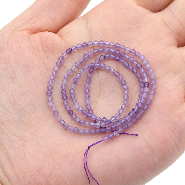 Natural Stone Amethysts Small Round Section Stone Loose isolation Beads for Jewelry Making DIY Bracelet Necklace Accessories