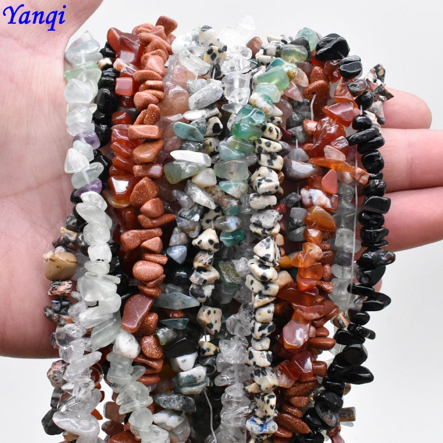 Natural Stone Beads 5-8mm 16 inch Amethysts Turquoises Tiger eye Chips Beads for Jewelry Making Irregular Gravel Beads Bracelet