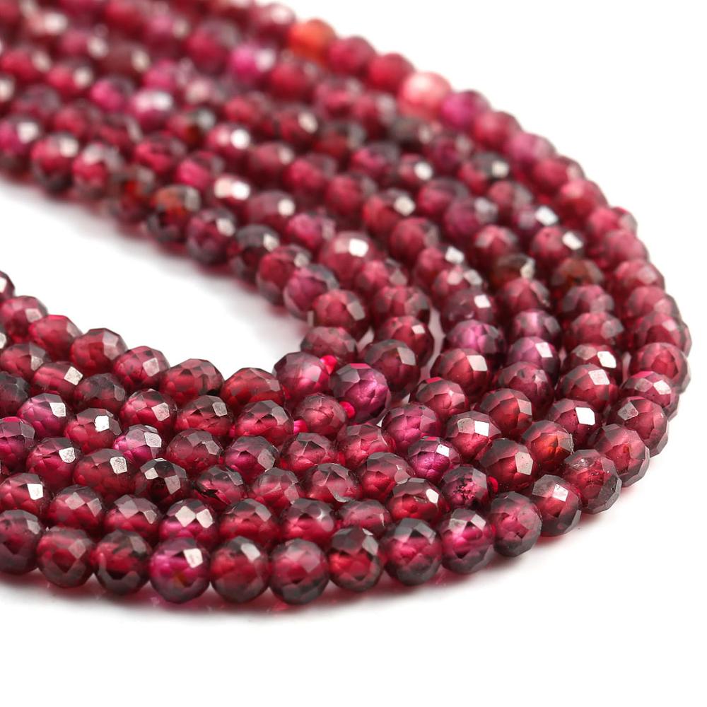 Natural Stone Beads Small Beads Faceted Garnet 2,3,4,5mm Section Loose Beads for Jewelry Making Necklace DIY Bracelet (38cm)