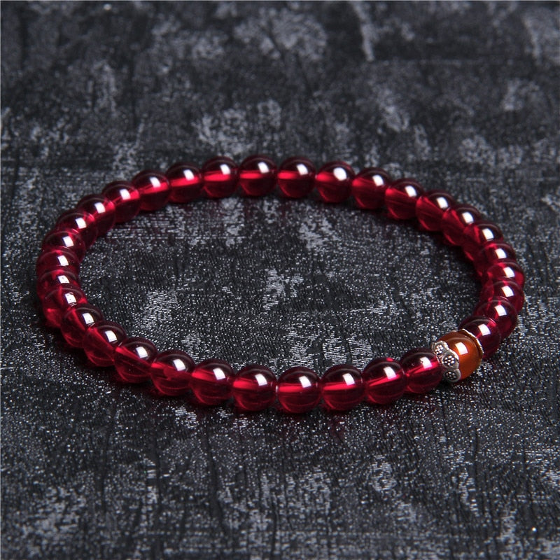Natural Stone Handmade Bracelet For Women Men 6mm Garnet Beads Bracelets Red Braslet Yoga Meditation Jewelry Friendship gifts