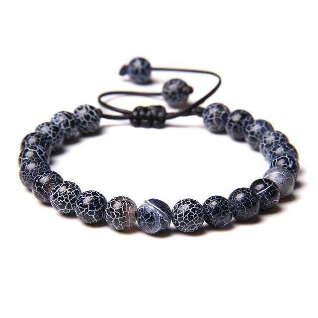 Natural Stone Lapis Lazuli Beads Braid Bracelet Round Tiger Eye Black Onyx Healing Beads Braided Bracelet Jewelry for Women Men
