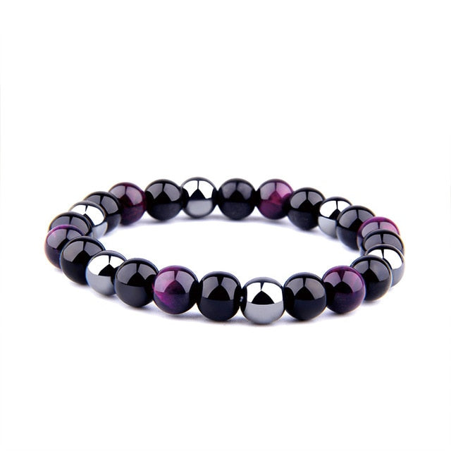 Natural Tiger Eye & Hematite Bracelet Black Obsidian Stone Bracelets & Bangles for Men Women Fashion Jewelry Yoga Bracelet Homme