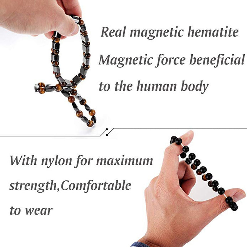 Natural Tiger Eye Hematite Men Bracelets Set Magnetic Health Protection Balance Beads Bracelets Women Reiki Healing Jewelry Gift