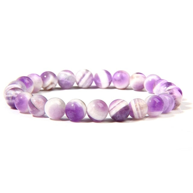 Natural purple Amethysts agates Chalcedony stone beads bracelet jewelry for women men femme homme purple gem stone bracelet gift