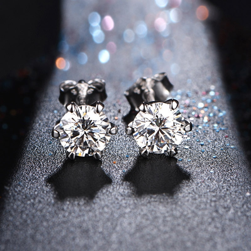 New Arrival 0.5 Carat Moissanite Gemstone Stud Earrings for Women Solid 925 Sterling Silver D color Solitaire Fine Jewelry