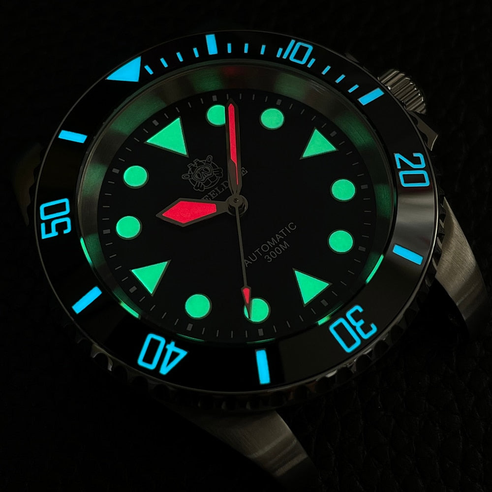 New Arrival 2021 Red Luminous Hands Black Dial STEELDIVE SD1955 41mm Steel Case 300M Waterproof NH35 Automatic Dive Watch Gift