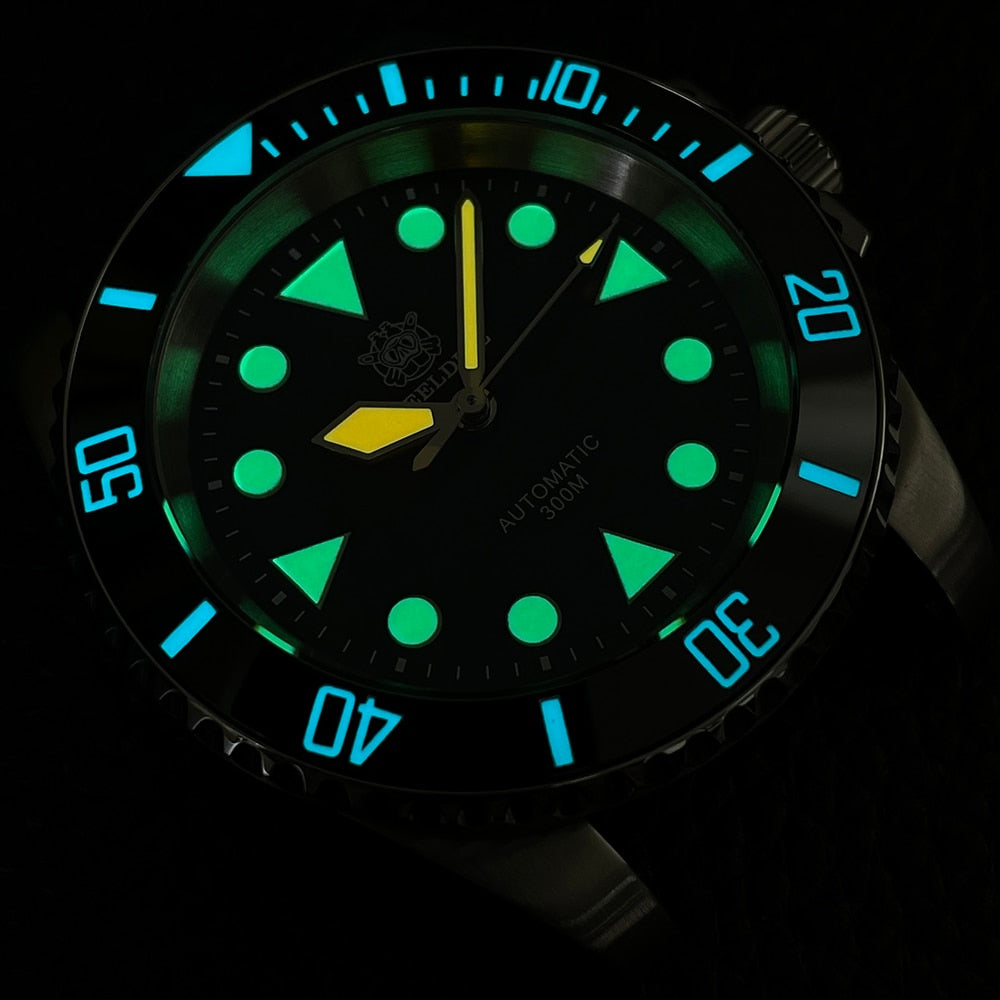 New Arrival 2021 Red Luminous Hands Black Dial STEELDIVE SD1955 41mm Steel Case 300M Waterproof NH35 Automatic Dive Watch Gift
