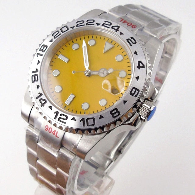 New Arrival BLIGER 40mm Blue Yellow Orange Dial Sapphire Glass Luminous Japan NH35 Automatic Men's Watch Oyster Strap