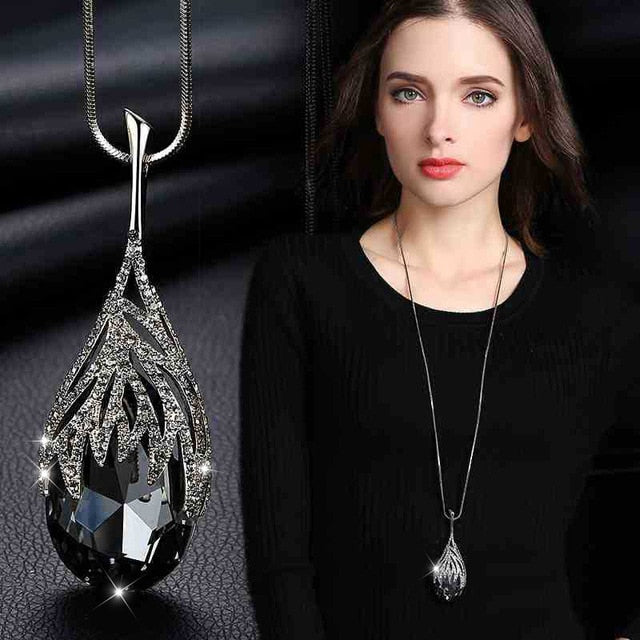 New Arrival Long Necklaces for Women 2020 Fashion Gray Crystal Choker Collier Femme Statement Necklaces & Pendants Accessories