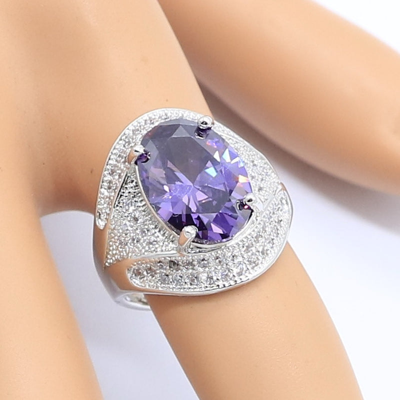 New Arrival Purple Amethyst 925 Silver Ring For Women Jewelry Free Gift