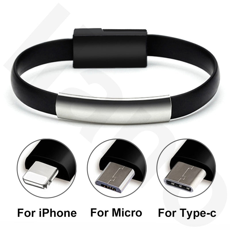 New Bracelet Micro USB Cable Type C USB 8 Pin Data Charging Cable For iPhone XS Max XR X 7 8 6 Micro USB Phone Charger cables
