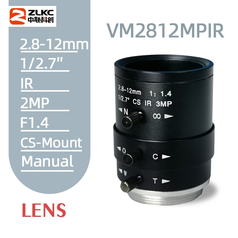 New CS-Mount FA Lens 3.0 Megapixel 2.8-12mm Varifocal  Manual Iris Lens IR Function Security  Camera Lens