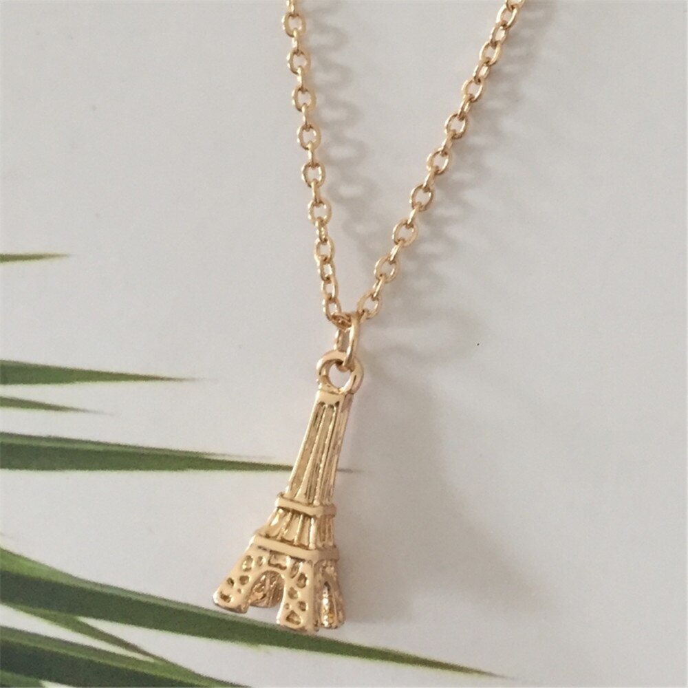 New Fashion Jewelry Gold color Small Eiffel tower Pendant Paris Eiffel Tower Figurine Statue Pendant Necklace For Xmas Gift