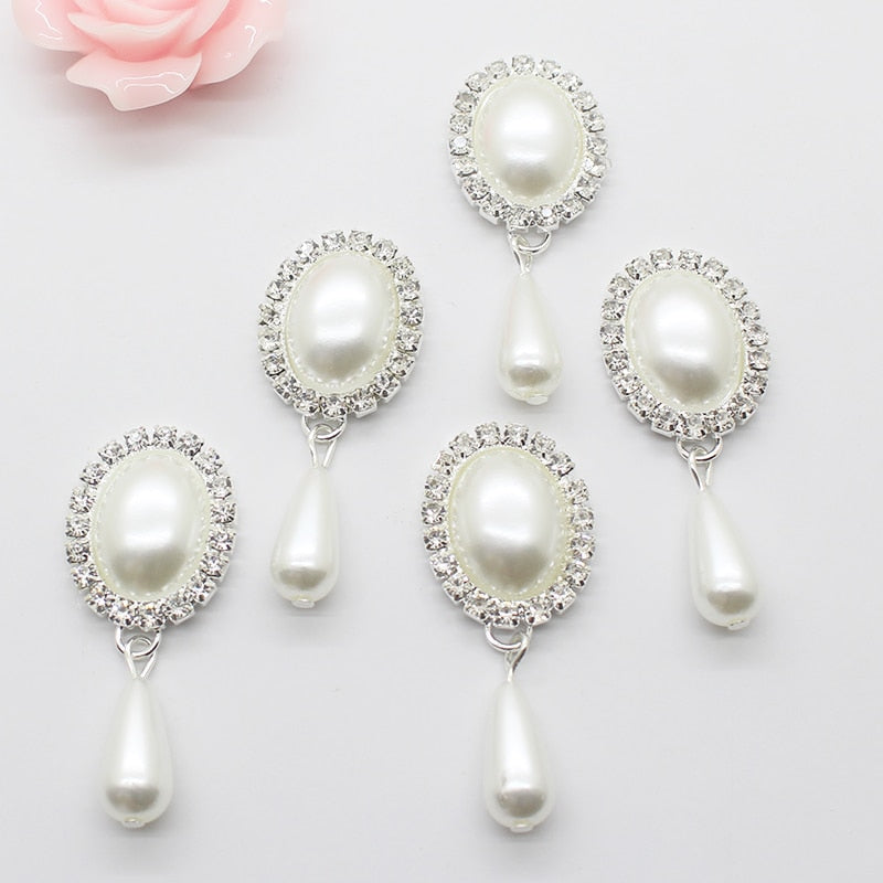 New Fashion10Pcs/lot 20*46mm oval Pendant Diy Jewelry Findings Rhinestone white pearl Accessories Caps Decoration For Making