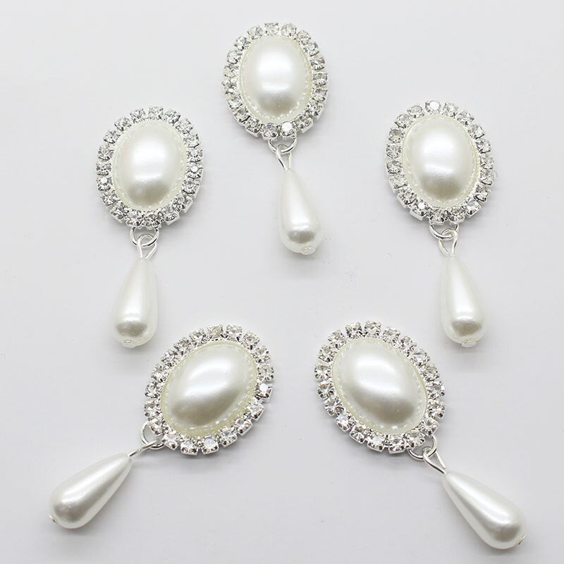 New Fashion10Pcs/lot 20*46mm oval Pendant Diy Jewelry Findings Rhinestone white pearl Accessories Caps Decoration For Making