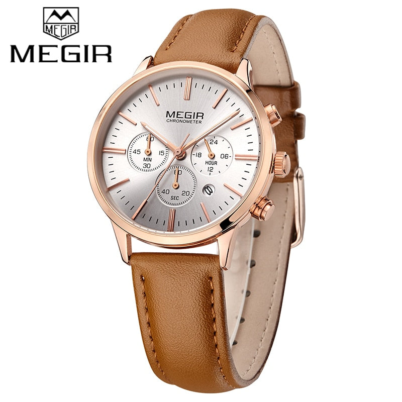 New MEGIR Top Brand Quartz Watches Women Fashion Sport Watch Ladies Lovers Clock Relogio Feminino for Female Wristwatches 2011