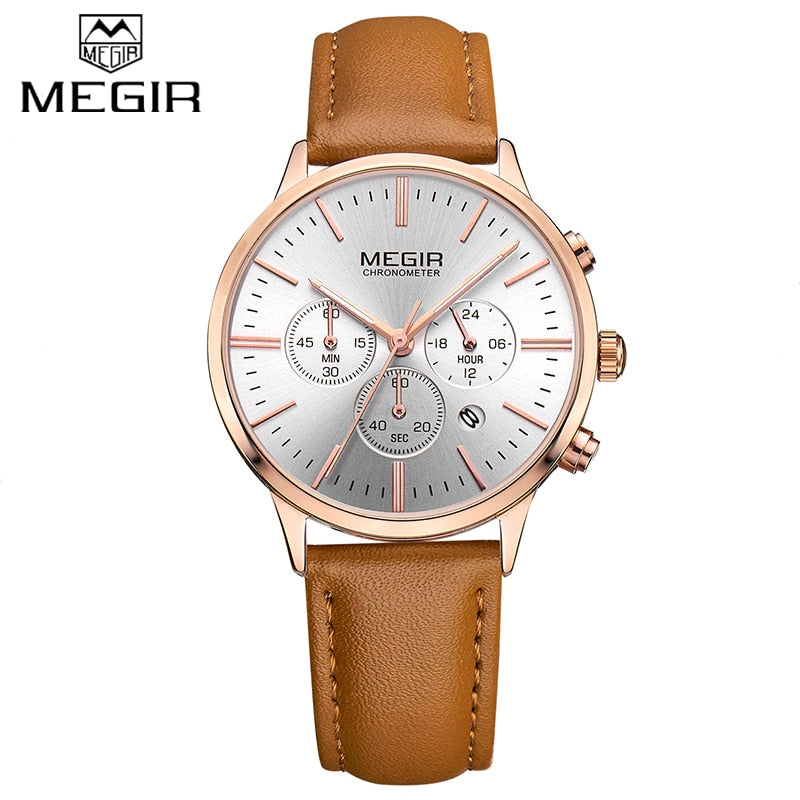 New MEGIR Top Brand Quartz Watches Women Fashion Sport Watch Ladies Lovers Clock Relogio Feminino for Female Wristwatches 2011