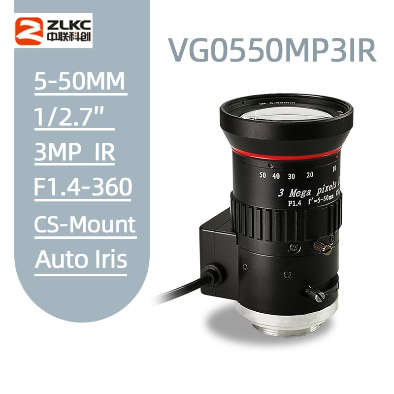 New Model IP Camera 5-50mm Varifocal 3 Meagapixel CCTV Lens 1/2.7" Auto Iris Security Camera Lens CS-Mount  IR Surveillance Lens