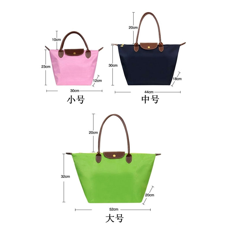 New Nylon Beach Tote Bag Fashion Womens Handbag Tote Oxford Shoulder Bags Female Waterproof Dumplings Folding Shopping Bag 2021