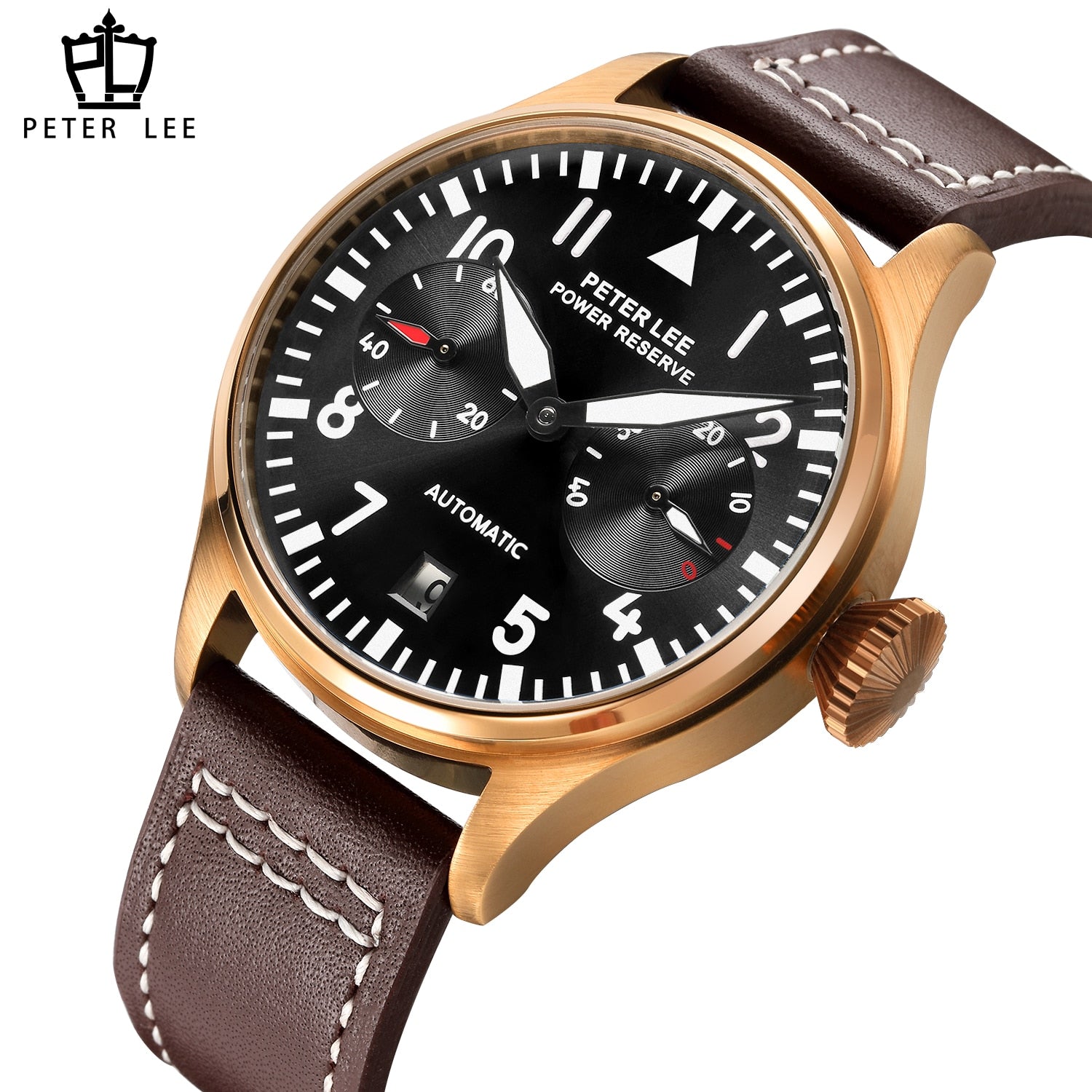 New PETER LEE Brand Casual Fashion Multi Dial Date Mechanical Watch For Men Luminous Leather Belt Digital Automatic Watches
