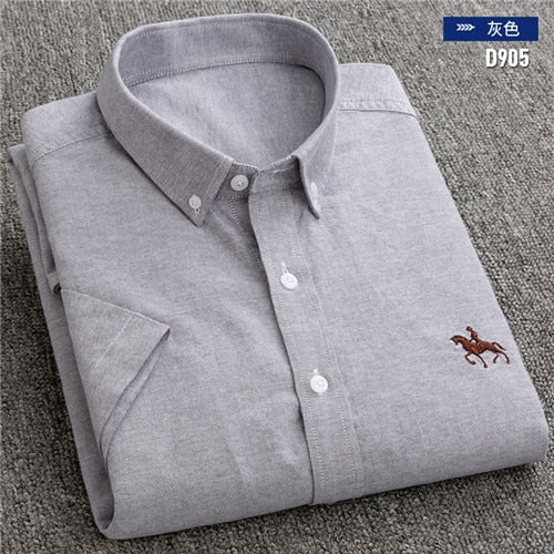 New S to 6xl short sleeve 100% cotton oxford soft comfortable regular fit plus size quality summer business men casual shirts