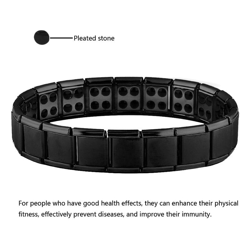 New Stainless Steel Black Germanium Magnetic Chain Link Bracelet for Women Men Health Care Energy Jewelry Snoring Bracelet