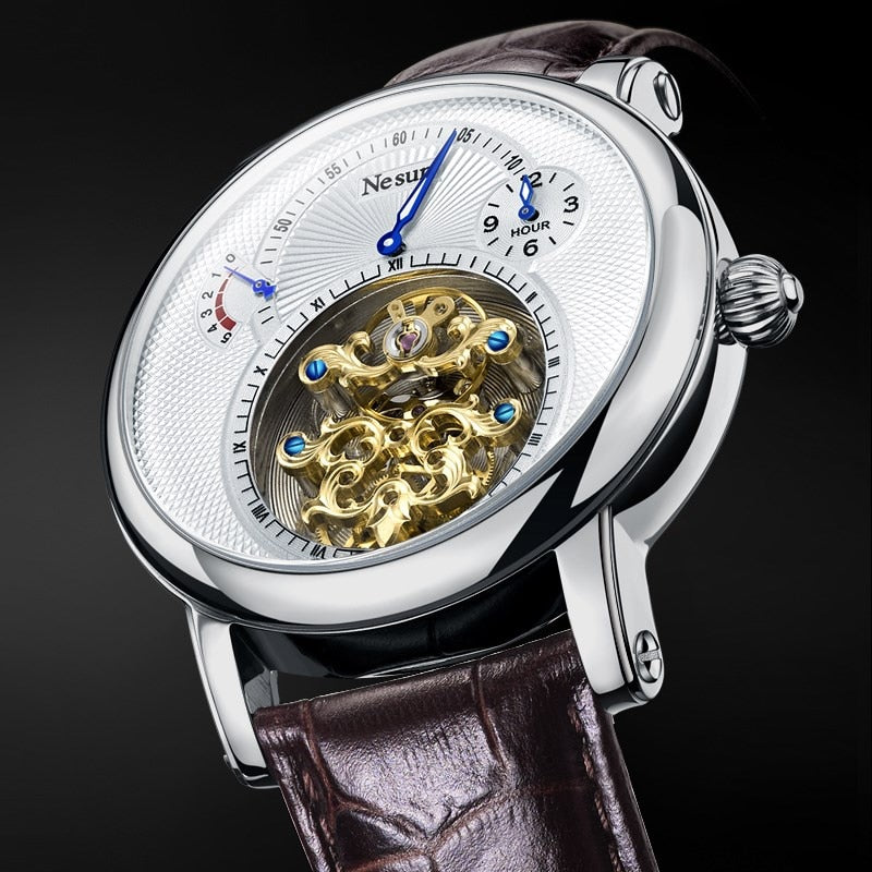 New Switzerland Luxury Brand NESUN Hollow Tourbillon Automatic Mechanical Men's Watches Sapphire Waterproof Energy Clock N9081-4