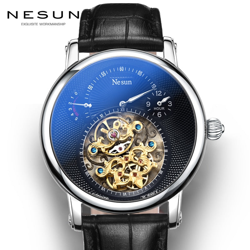 New Switzerland Luxury Brand NESUN Hollow Tourbillon Automatic Mechanical Men's Watches Sapphire Waterproof Energy Clock N9081-4