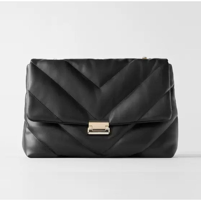 New Women's ZA Bag Fashion Chain Crossbody Bag Large Capacity Versatile Shoulder Messenger Soft Leather Bags Casual White Black