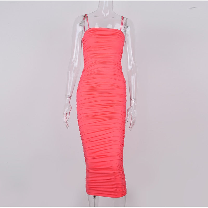 NewAsia 2 Layers White Summer Dress Women 2020 Elegant Straps Ruched Maxi Dress Pink Long Dress Sexy Dresses Party Night Robe