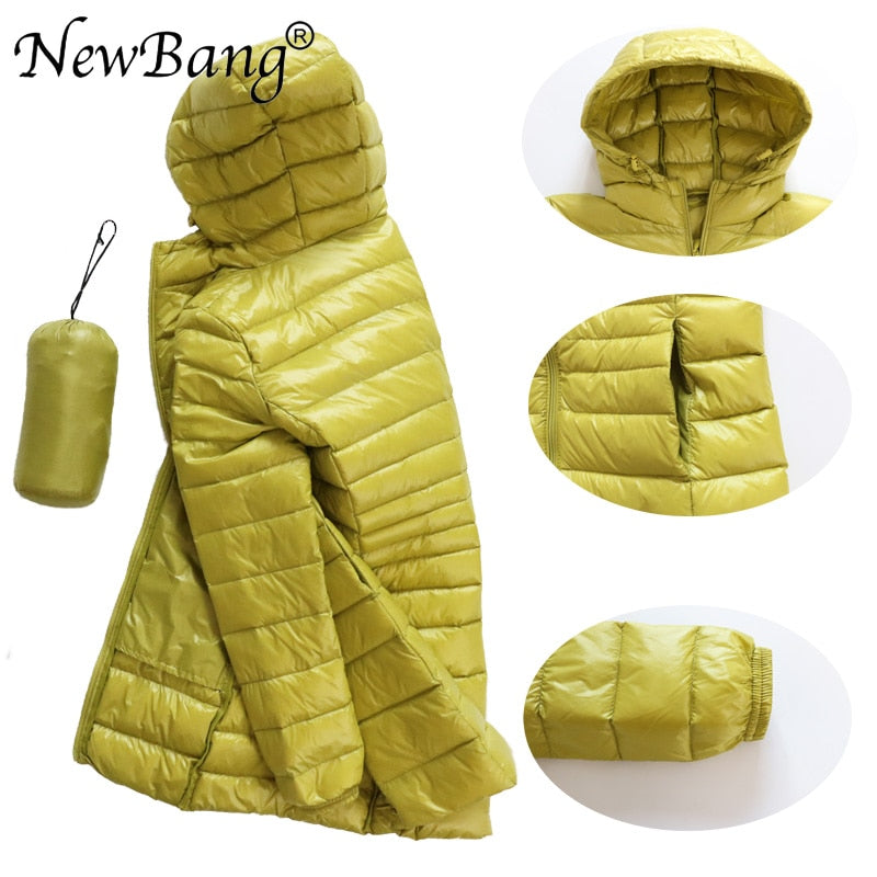 NewBang 8XL Ladies Long Warm Down Coat With Portable Storage Bag Women Ultra Light Down Jacket Women's Overcoats Hip-Length