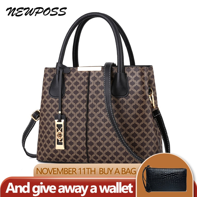Newposs 2021 Fashion Women Handbags Tassel PU Leather Totes Bag Top-handle Embroidery Bag Shoulder Bag Lady Simple Style