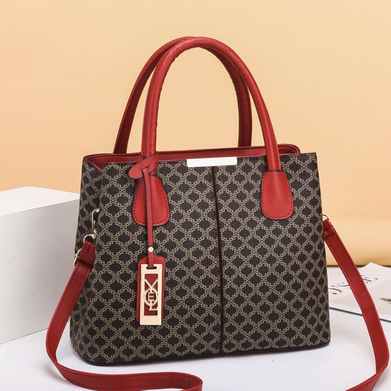 Newposs 2021 Fashion Women Handbags Tassel PU Leather Totes Bag Top-handle Embroidery Bag Shoulder Bag Lady Simple Style
